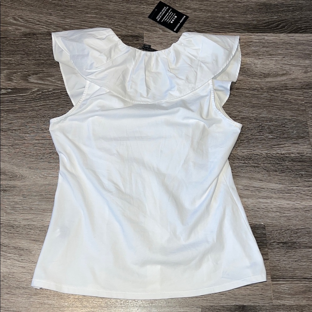 NWT Boston Proper White Ruffled Blouse with Front Zipper Small - Picture 6 of 6